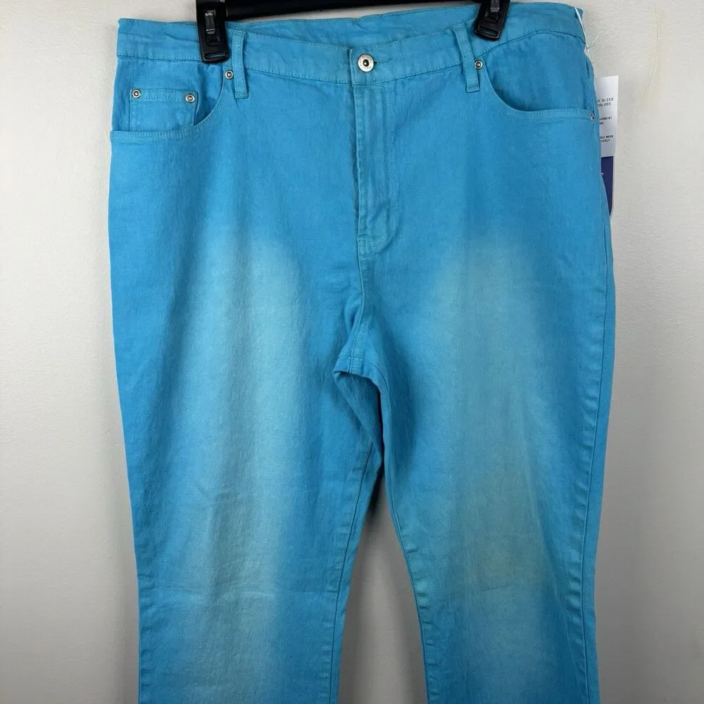 NWT DG2 Diane Gilman Jeans Women 16 30x40 SkyBlue Cotton Stretch Bootcut - Picture 7 of 10